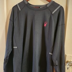 Spyder Men's Athletic Techwear Long Sleeve Black Microfleece Shirt Size Large